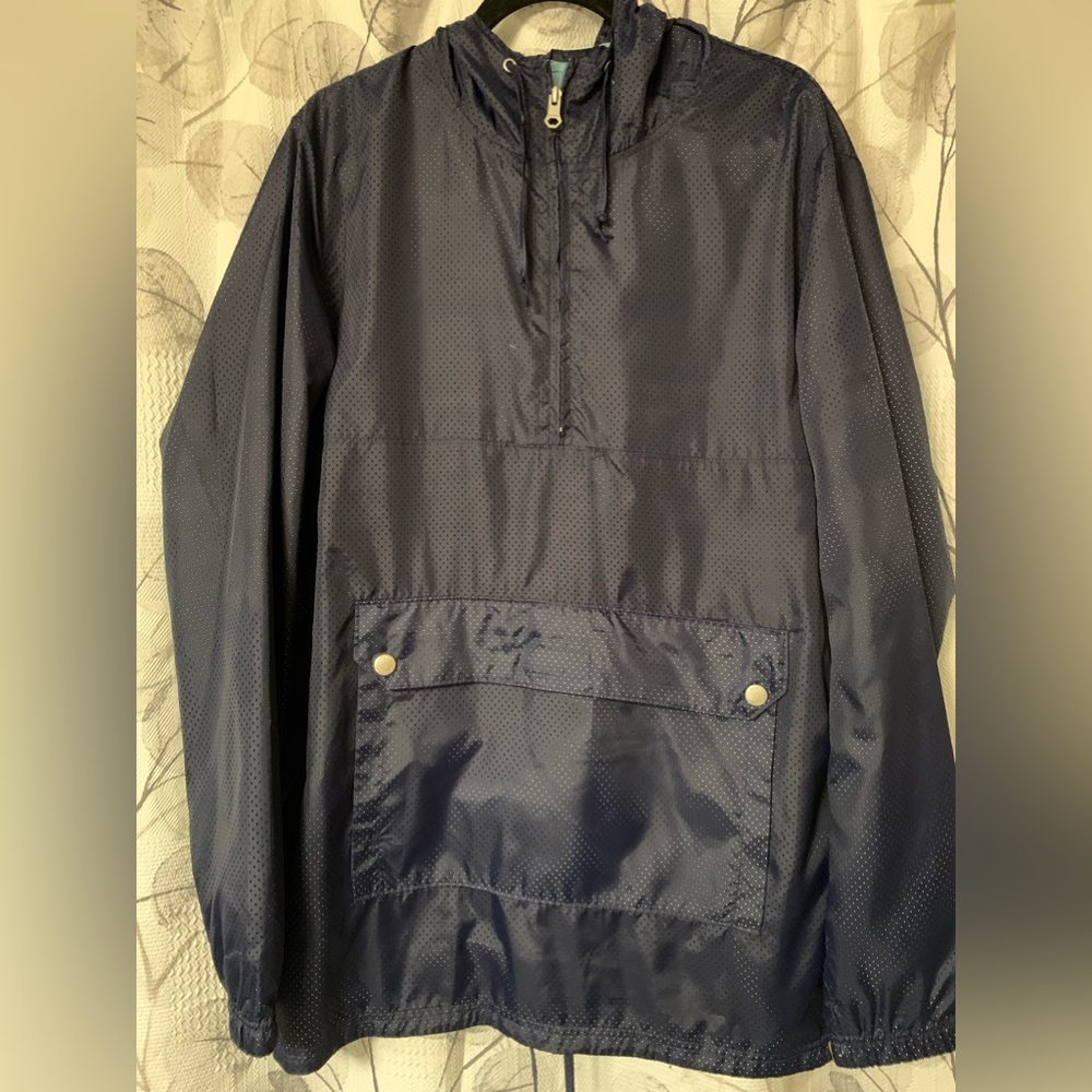 DRAVUS 1/4 Zip Navy Blue Lightweight  windbreaker Jacket With Hood Size …